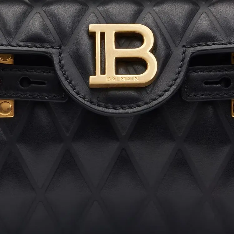 BALMAIN B-BUZZ Calfskin One Shoulder Handbags Women's Black-3