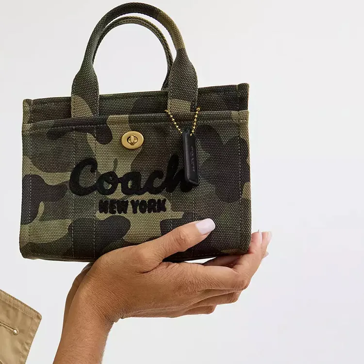 COACH Cargo Canvas Tote Bag Shopping Bag Handbag Small Size Women's Camouflage-7