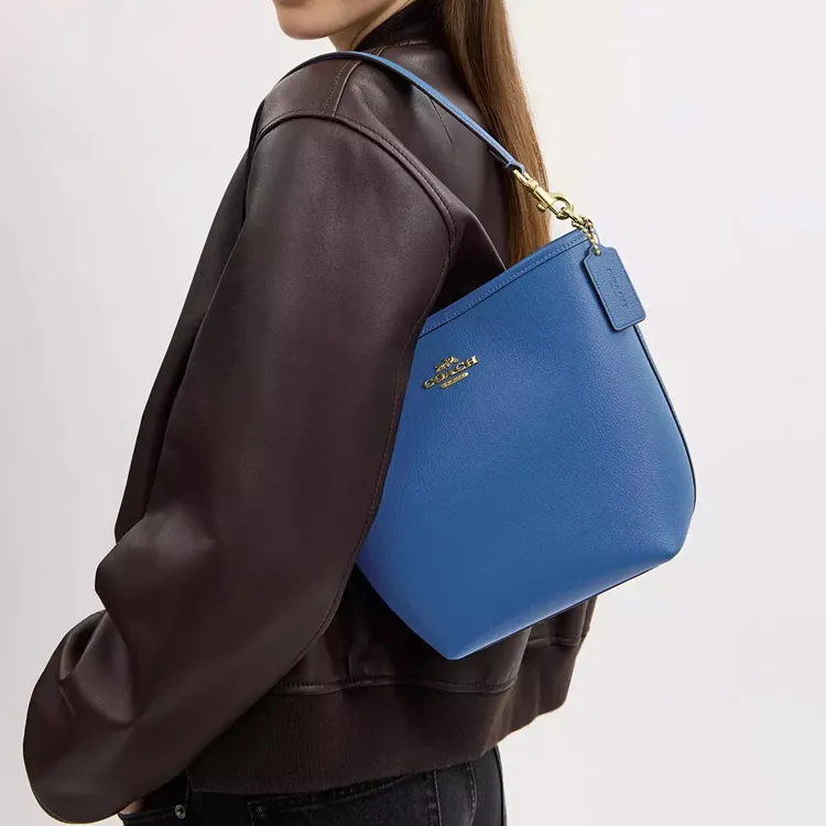 COACH Leather Bucket Bags Shoulder Bags Small Size Women's Blue-4