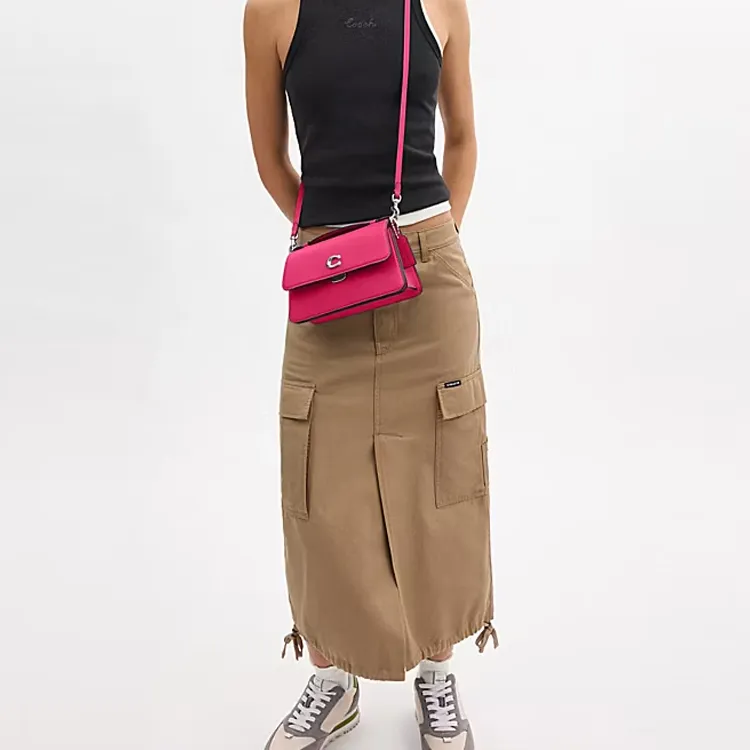COACH JUNO Leather One Shoulder Handbags Medium Size Women's Pink-3