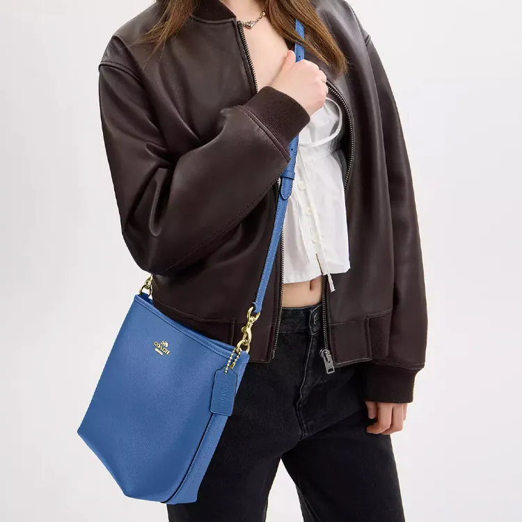 COACH Leather Bucket Bags Shoulder Bags Small Size Women's Blue-3