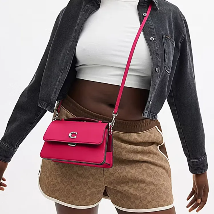 COACH JUNO Leather One Shoulder Handbags Medium Size Women's Pink-4
