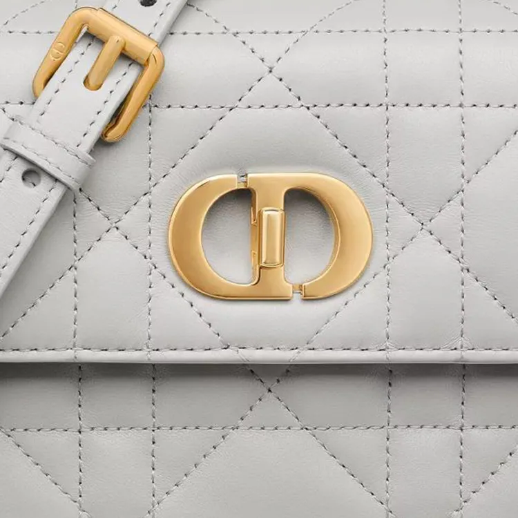 DIOR Miss Caro Sheepskin Shoulder Bag Mini Women's Cloud Mist Gray & Gray Ivory-4