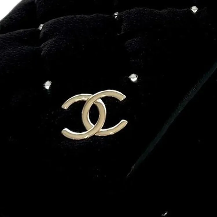 CHANEL Velvet Clutch Women's Black-1