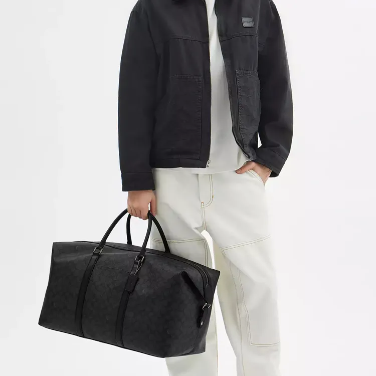 COACH Trekker Coated Canvas One Shoulder Portable Travel Bag Men's Black-4