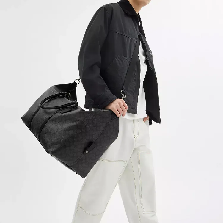 COACH Trekker Coated Canvas One Shoulder Portable Travel Bag Men's Black-3