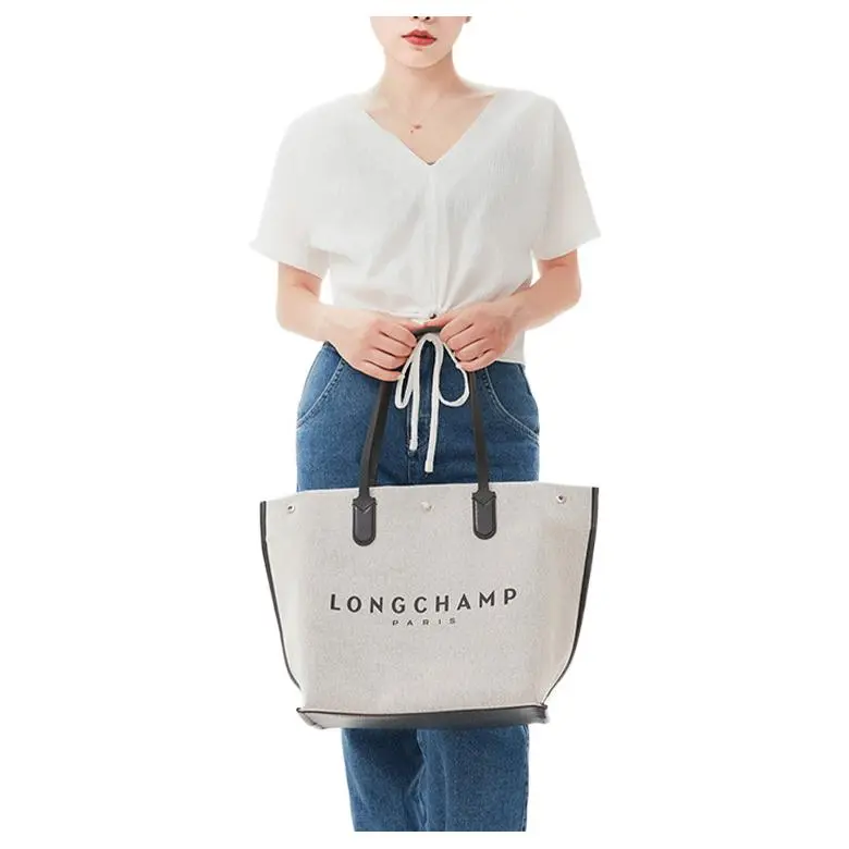 LONGCHAMP Roseau Polyamide Tote Bag, Shopping Bag, Shoulder Bag Large Size Women's Linen-11
