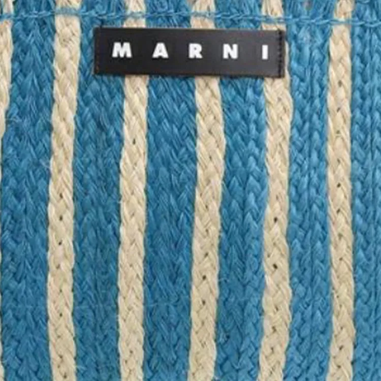 MARNI Raffia Tote Bag, Shopping Bag, Handbag Women's Blue-5