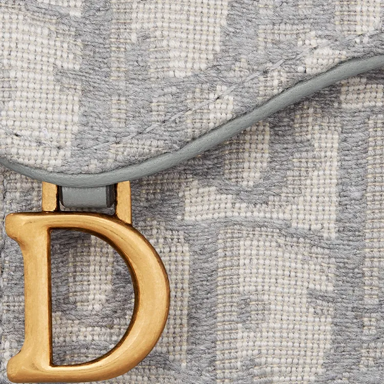 DIOR Saddle Cotton Wallet Women's Gray-4