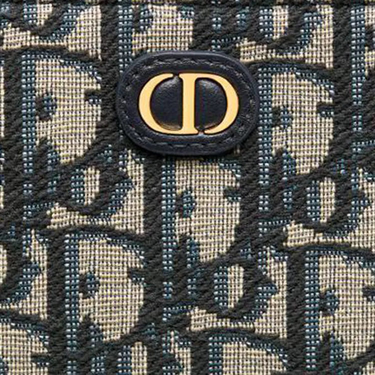 DIOR 30 Montaigne Cotton Card Holder Women's Blue-3