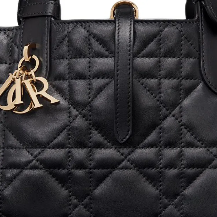 DIOR Toujours Cow Leather Native Handbag Trumpets Women's Black-5