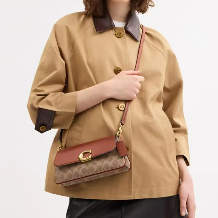 COACH Leather Portable Crossbody Bag, Shoulder Bag Medium Size Women's Brown-5