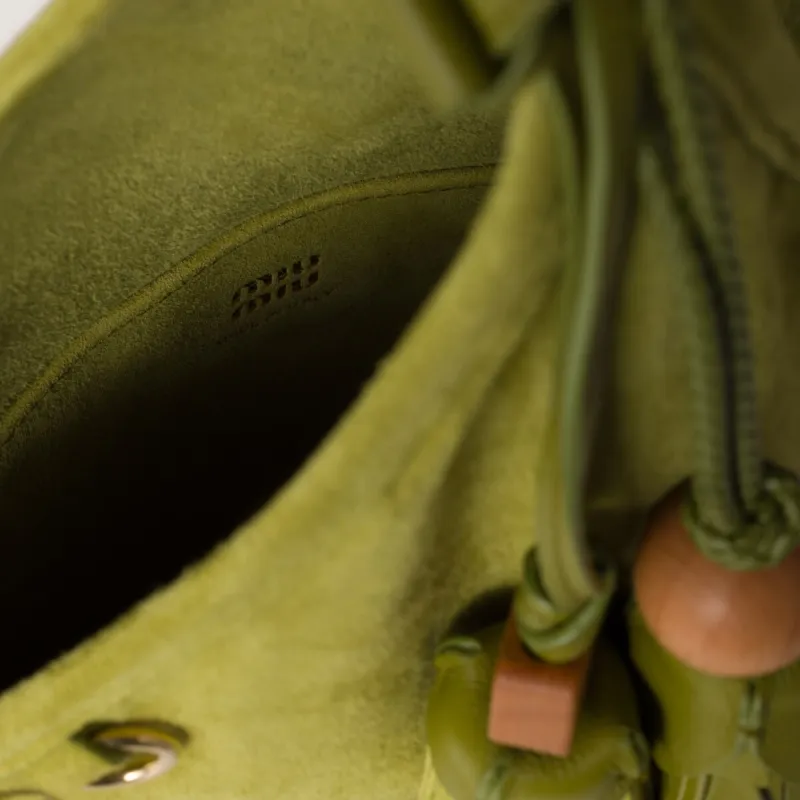 MIU MIU Sheepskin Handbag Women's Olive Green-3