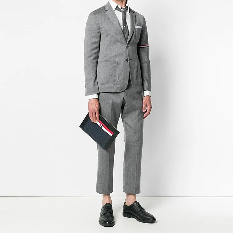THOM BROWNE· Cow Leather Clutch Men's Blue-4