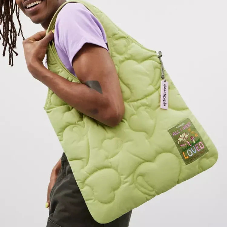 Coachtopia Recycled Polyester Tote Bag, Shopping Bag, Handbag, Shoulder Bag Unisex Light Lime Green-4