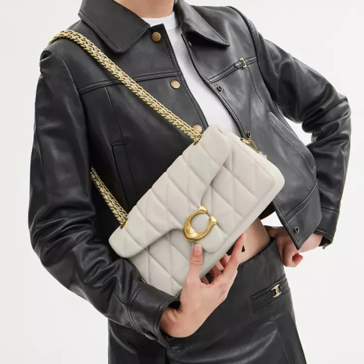 COACH Tabby Nappa Leather Crossbody Bag, Shoulder Bag Medium Size Women's White-6