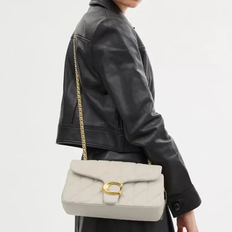 COACH Tabby Nappa Leather Crossbody Bag, Shoulder Bag Medium Size Women's White-4