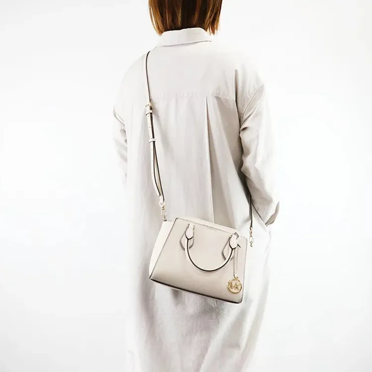 MICHAEL KORS Daria Leather Combo Bag One Shoulder Handbag, Crossbody Bag Women's White-4