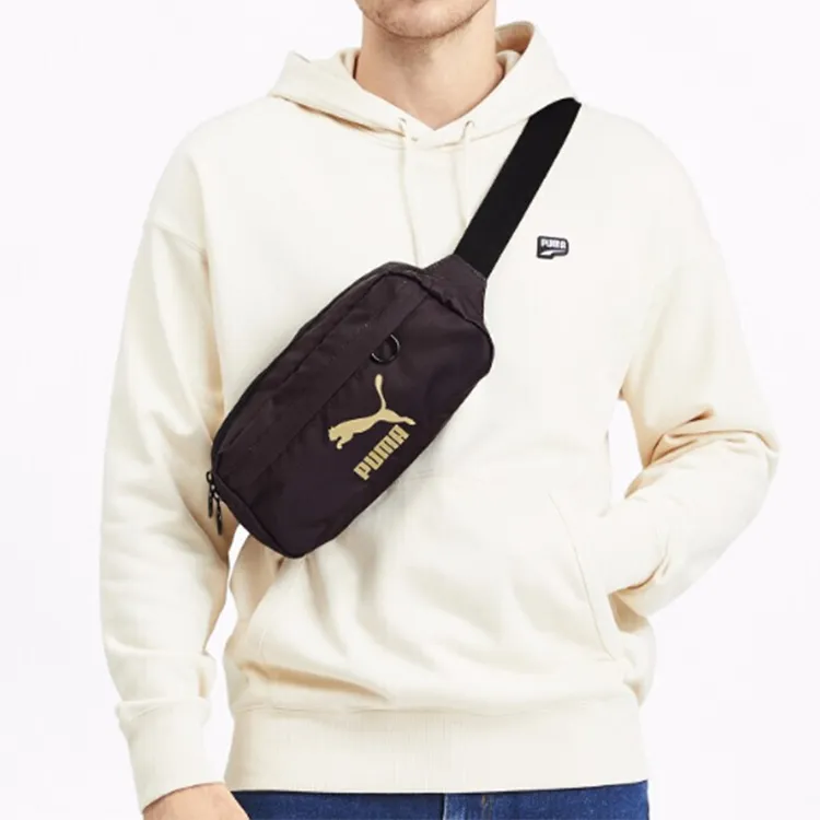 PUMA Polyester Shoulder Bag Crossbody Bag Fanny Pack Regular Unisex Black Gold-3