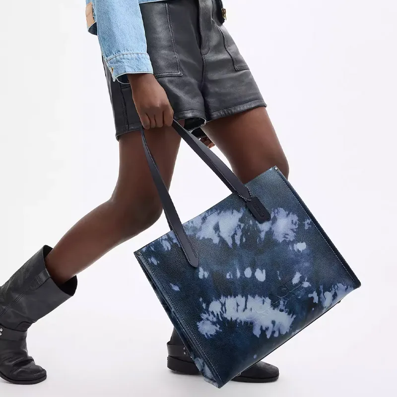 COACH Relay Eggstone Grain Leather Tote Bag Shopping Bag Shoulder Bag Handbag Large Size Men's Midnight Navy Multicolor-4