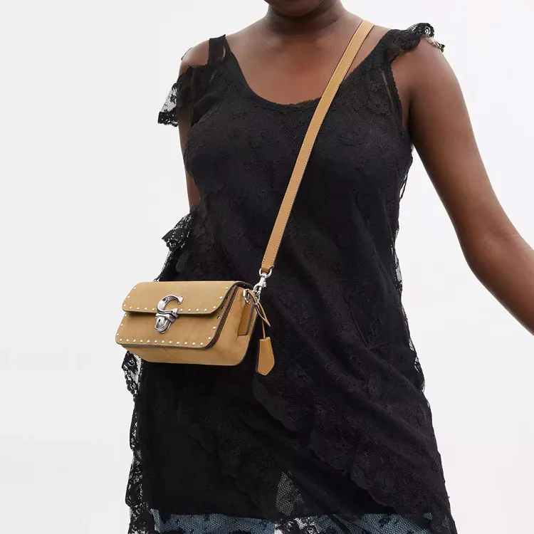 COACH Suede With Glove Tanned Leather Baguette Shoulder Bag Mini Women's Earthy Yellow-7