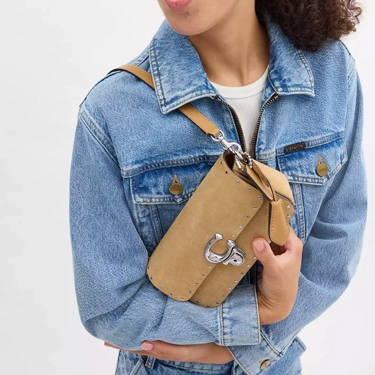 COACH Suede With Glove Tanned Leather Baguette Shoulder Bag Mini Women's Earthy Yellow-6