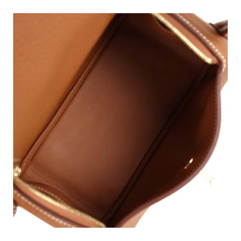 HERMES Lindy Clemence Leather Handbag, Shoulder Bag, Crossbody Bag Mini Women's 37 Gold Brown-8