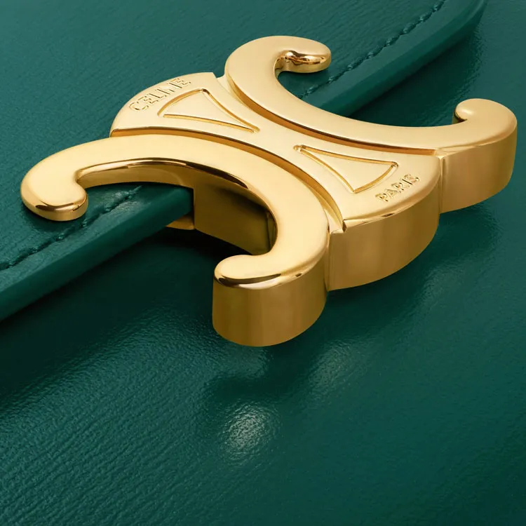 CELINE Shiny Calfskin Wallet Small Size Women's Racing Green-4