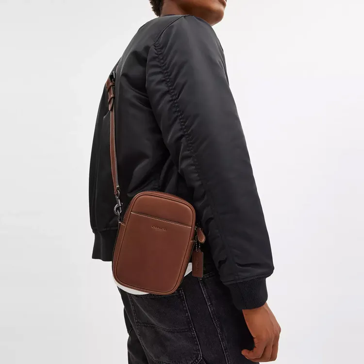 COACH Hitch Natural Grain Leather Crossbody Bag, Shoulder Bag Medium Size Men's Sequoia-2