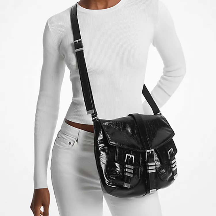 MICHAEL KORS Cow Leather Shoulder Bag Large Size Unisex Black-3