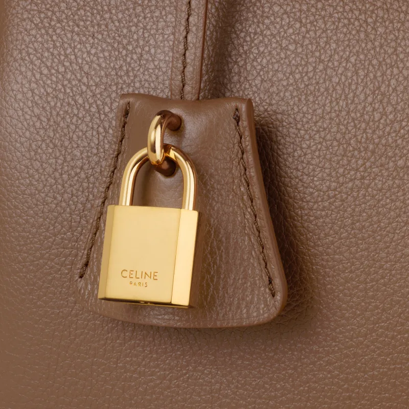 CELINE Soft Cow Leather Tote Bag, Shopping Bag, Shoulder Bag, Crossbody Bag, Handbag Women's Shiny Brown-4
