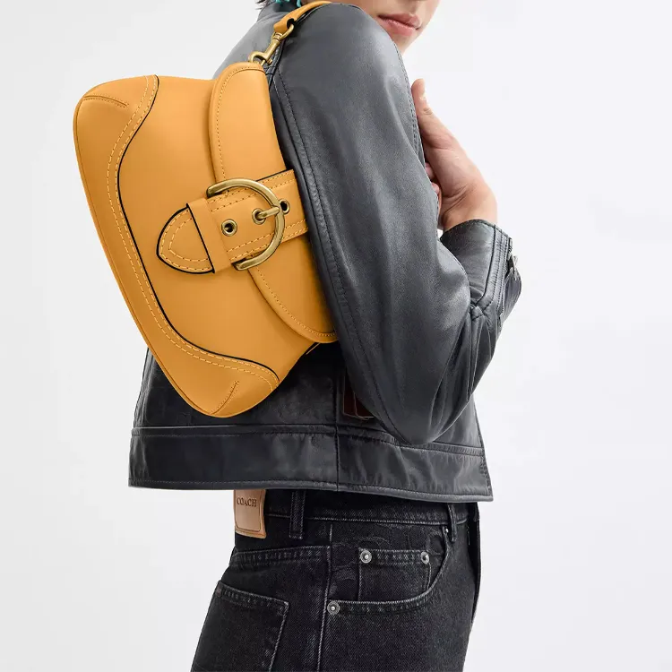 COACH Soho Recycled Leather Crossbody Bag, Shoulder Bag Tubas Women's Mustard Yellow-4