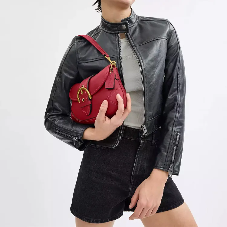COACH Soho Recycled Leather Shoulder Bag Tubas Women's Brass & Rubies-4