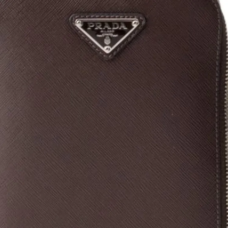 PRADA Brique Leather Sling Bag Men's Coffee-3