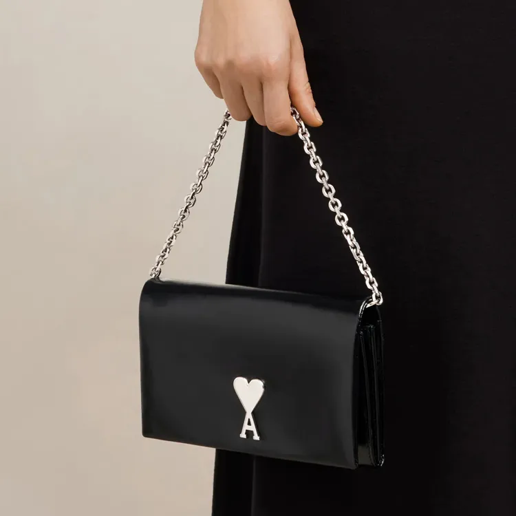 AMIPARIS Cow Leather Handbag With Wallet Women's Black-4