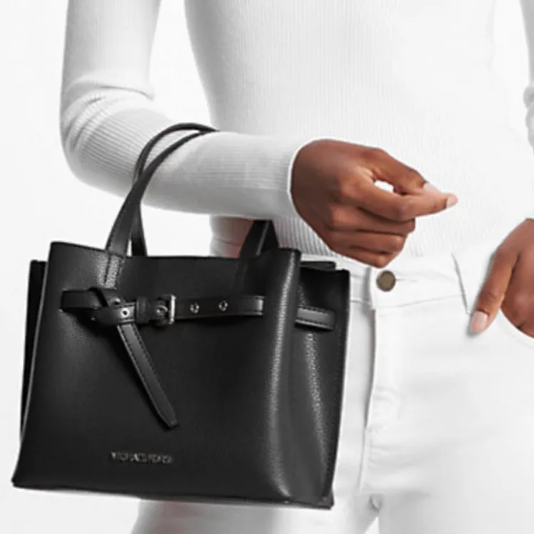 MICHAEL KORS Emilia Leather Shoulder Bag Crossbody Bag Handbag Small Size Women's Black-7