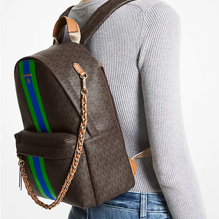 MICHAEL KORS Slater Coated Canvas Backpack Medium Size Women's Palm Green-3