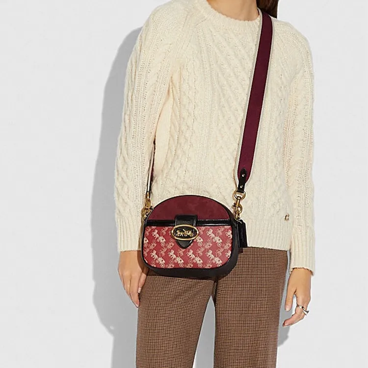 COACH Kat Leather Saddle Bag Shoulder Bag Crossbody Bag Women's Red/multicolored-4