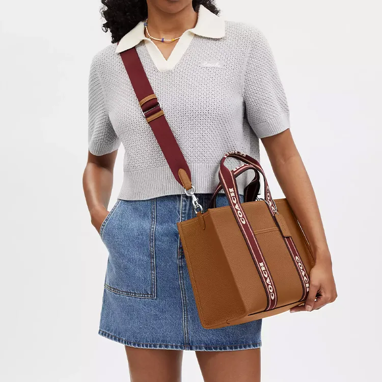 COACH Smith Leather Tote Bag Shopping Bag Shoulder Bag Crossbody Bag Handbag Large Size Women's Silver & Multicolor-3