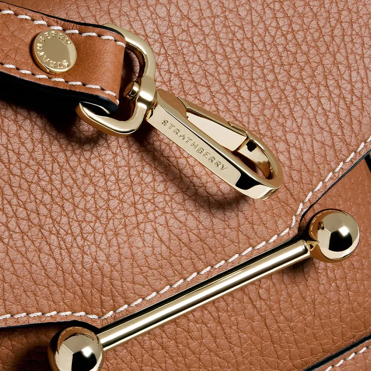 Strathberry Grained Calfskin Shoulder Bag Crossbody Bag Handbag Nano Women's Tan-4