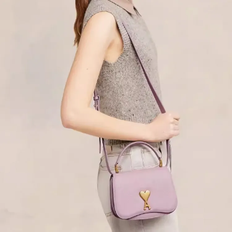 AMIPARIS Cow Leather Portable Crossbody Bag, Shoulder Bag Mini Women's Purple-4