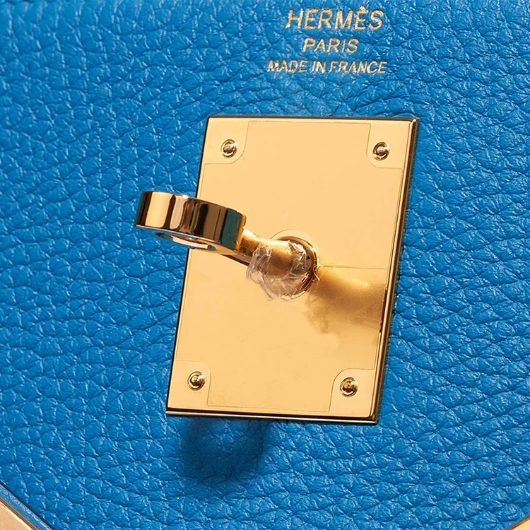 HERMES Kelly Togo Calfskin Kelly Bag Handbags Regular Women's B3 Bleu Zanzibar Tanzanian Blue-5