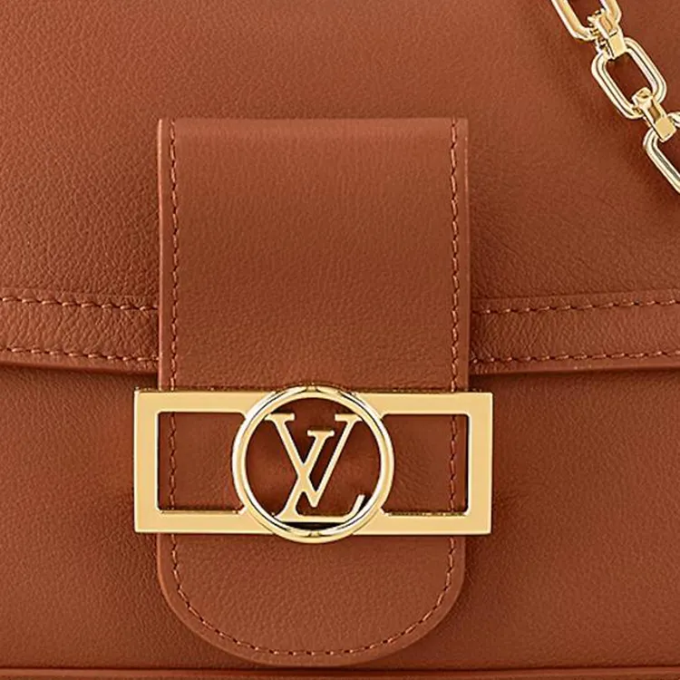 LOUIS VUITTON Dauphine Soft Calfskin Daphne Handbag Shoulder Bag Medium Size Women's Cognac Brown-3