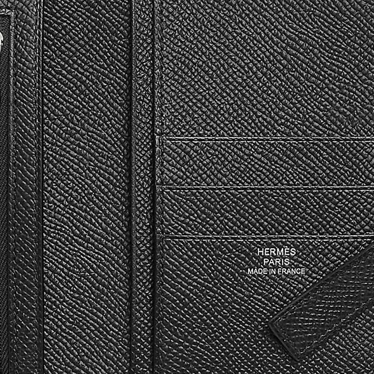 HERMES H Passant Epsom Leather Wallet Women's Black-2