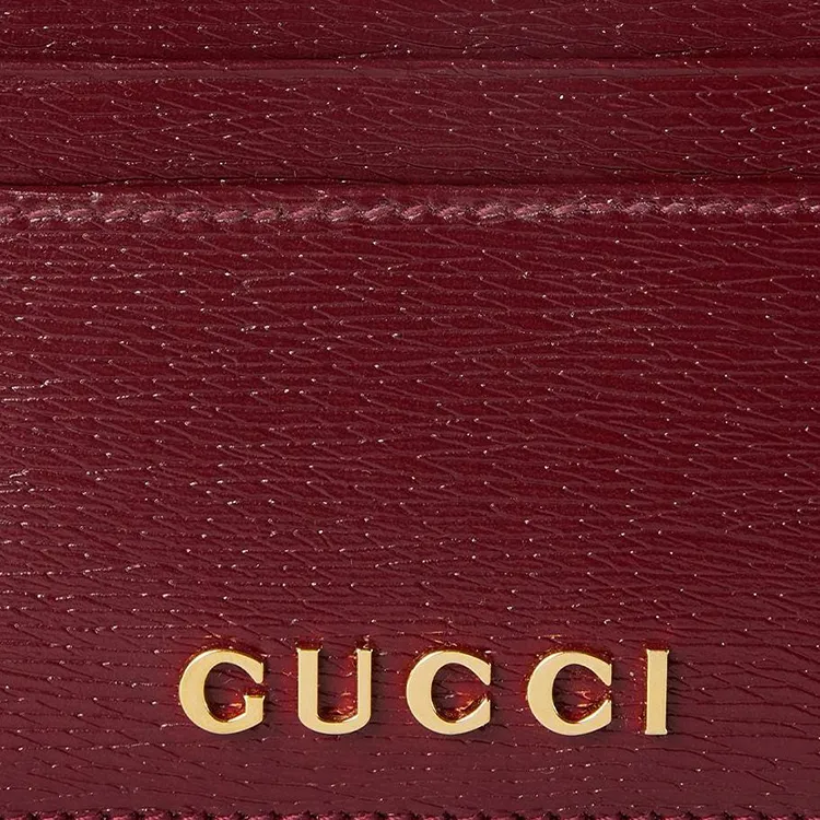 GUCCI Leather Card Holder Women's Red-4