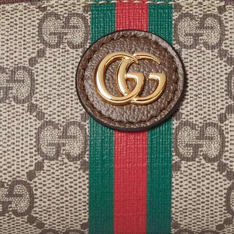 GUCCI Double G Canvas Pen Pouch Storage Bag Unisex Beige & Ebony-4