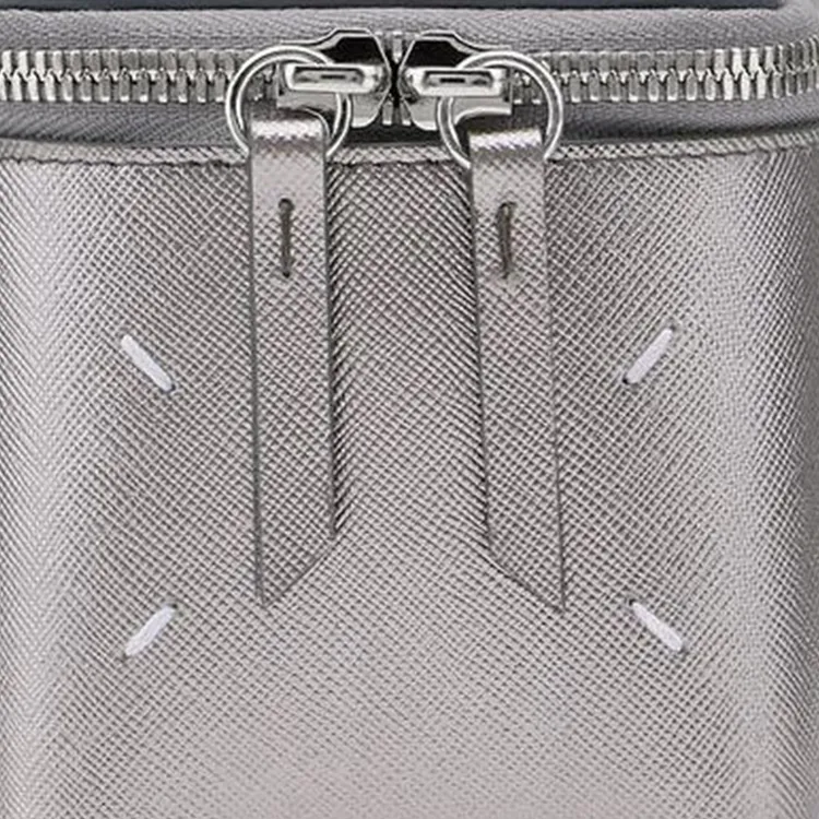 Maison Margiela Calfskin Handbag, Shoulder Bag Regular Women's Metallic Gray-4