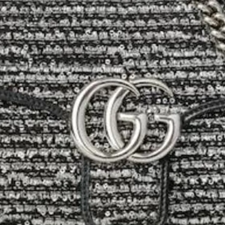 GUCCI GG Marmont Woolen Envelope Bag Handbag Shoulder Bag Small Size Women's Black-6