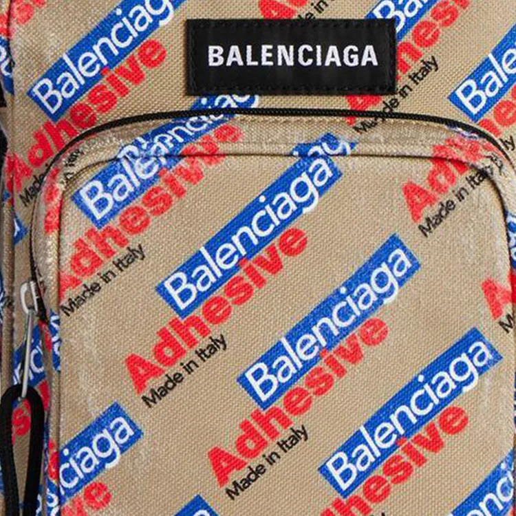 Balenciaga Nylon Messenger Bag, Shoulder Bag, Crossbody Bag Regular Men's Beige & Red & Blue-4