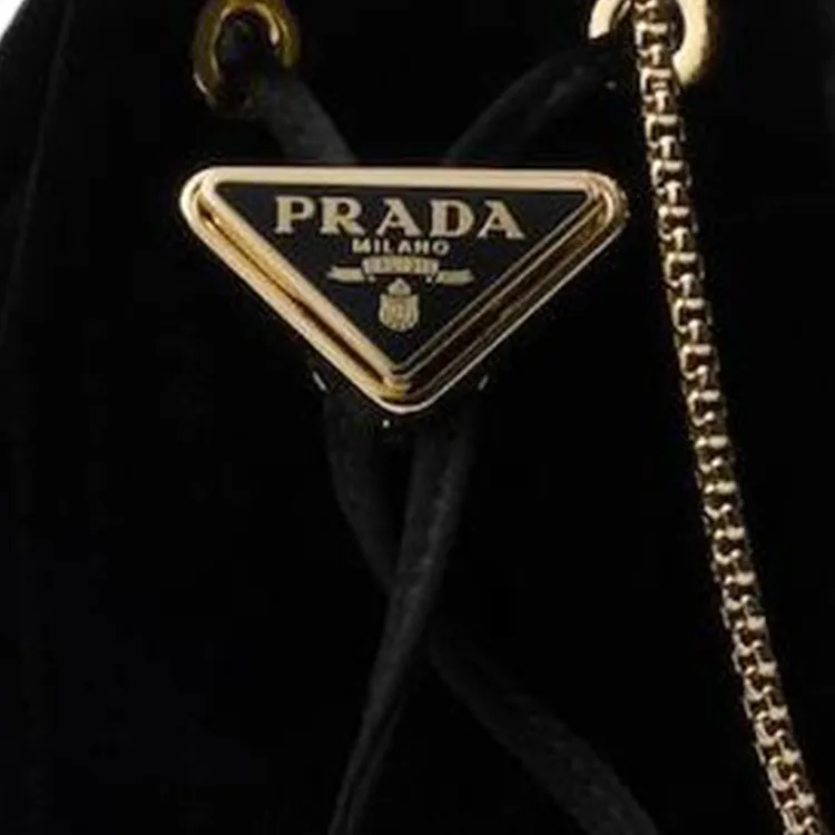 PRADA Velvet One Shoulder Crossbody Clutch Mini Women's Black-5